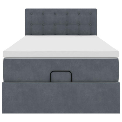 Ottoman-Bett mit Matratze & LEDs Dunkelgrau 90x190 cm Samt