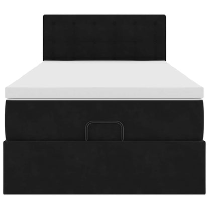 vidaXL Lit ottoman avec matelas et LED Noir 90x190 cm Velours