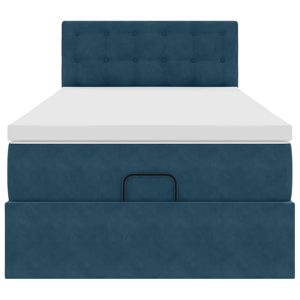vidaXL Ottoman-Bett mit Matratze & LEDs Dunkelblau 90x190 cm Samt