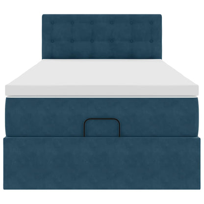 vidaXL Ottoman-Bett mit Matratze & LEDs Dunkelblau 90x190 cm Samt