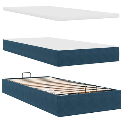 vidaXL Ottoman-Bett mit Matratze & LEDs Dunkelblau 90x190 cm Samt