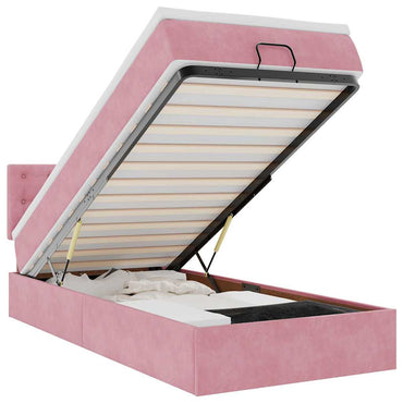 vidaXL Ottoman-Bett mit Matratze & LEDs Rosa 90x190 cm Samt