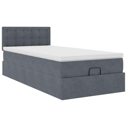 vidaXL Lit ottoman avec matelas et LED gris foncé 90x200 cm velours