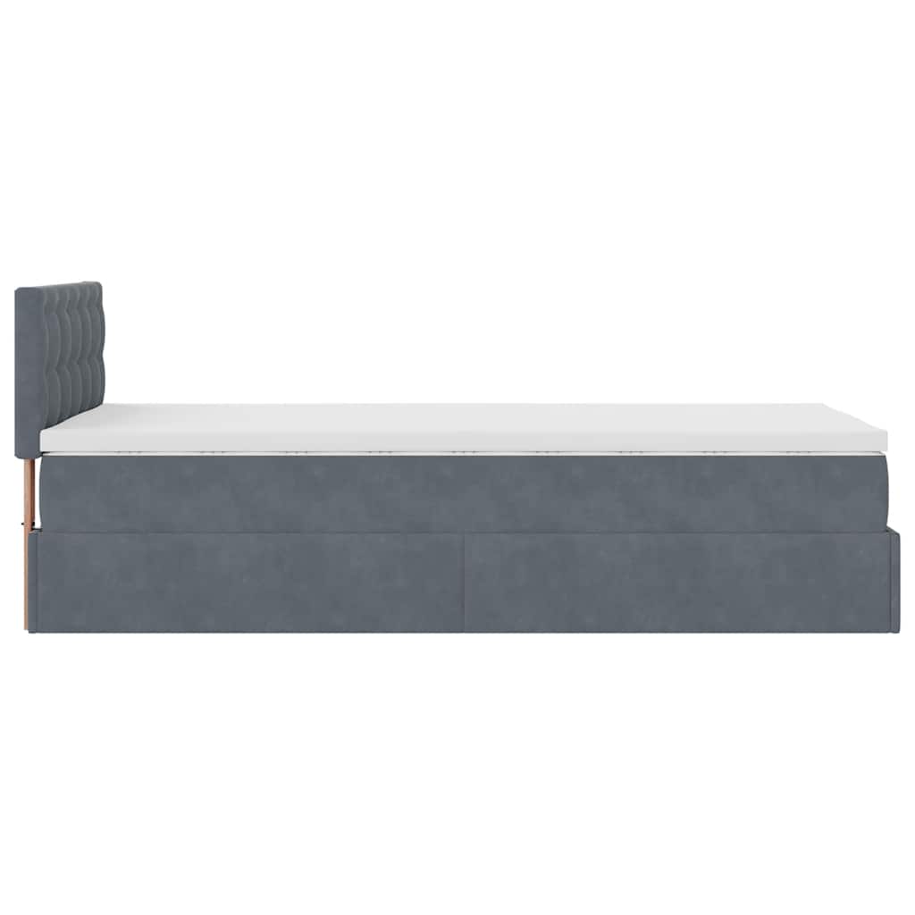 vidaXL Lit ottoman avec matelas et LED gris foncé 90x200 cm velours