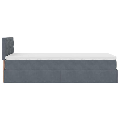 vidaXL Lit ottoman avec matelas et LED gris foncé 90x200 cm velours