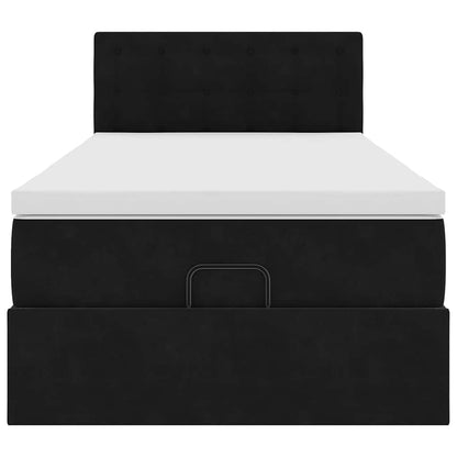 vidaXL Ottoman-Bett mit Matratze & LEDs Schwarz 90x200 cm Samt