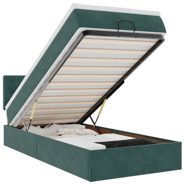 vidaXL Ottomane Bett mit Matratze & LEDs Dunkelgrün 90x200 cm Samt