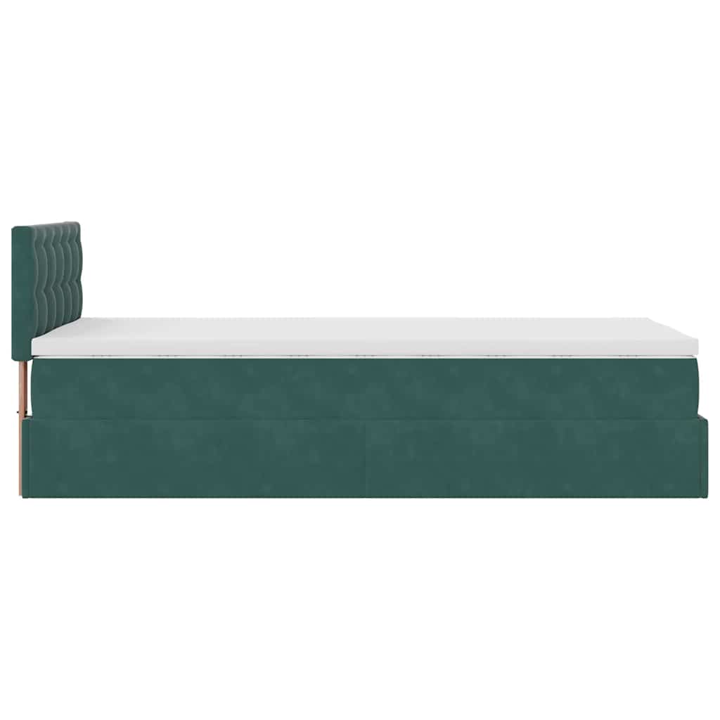 vidaXL Ottomane Bett mit Matratze & LEDs Dunkelgrün 90x200 cm Samt
