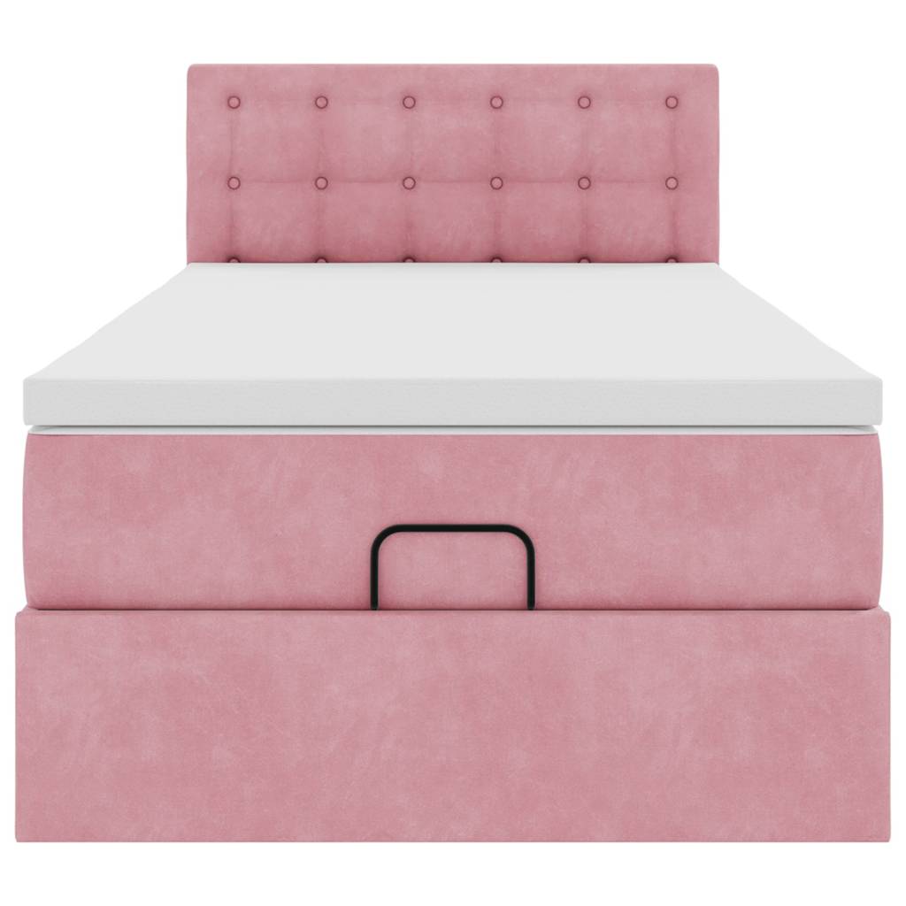 vidaXL Ottoman-Bett mit Matratze & LEDs Rosa 90x200 cm Samt