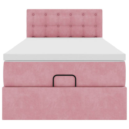 vidaXL Ottoman-Bett mit Matratze & LEDs Rosa 90x200 cm Samt