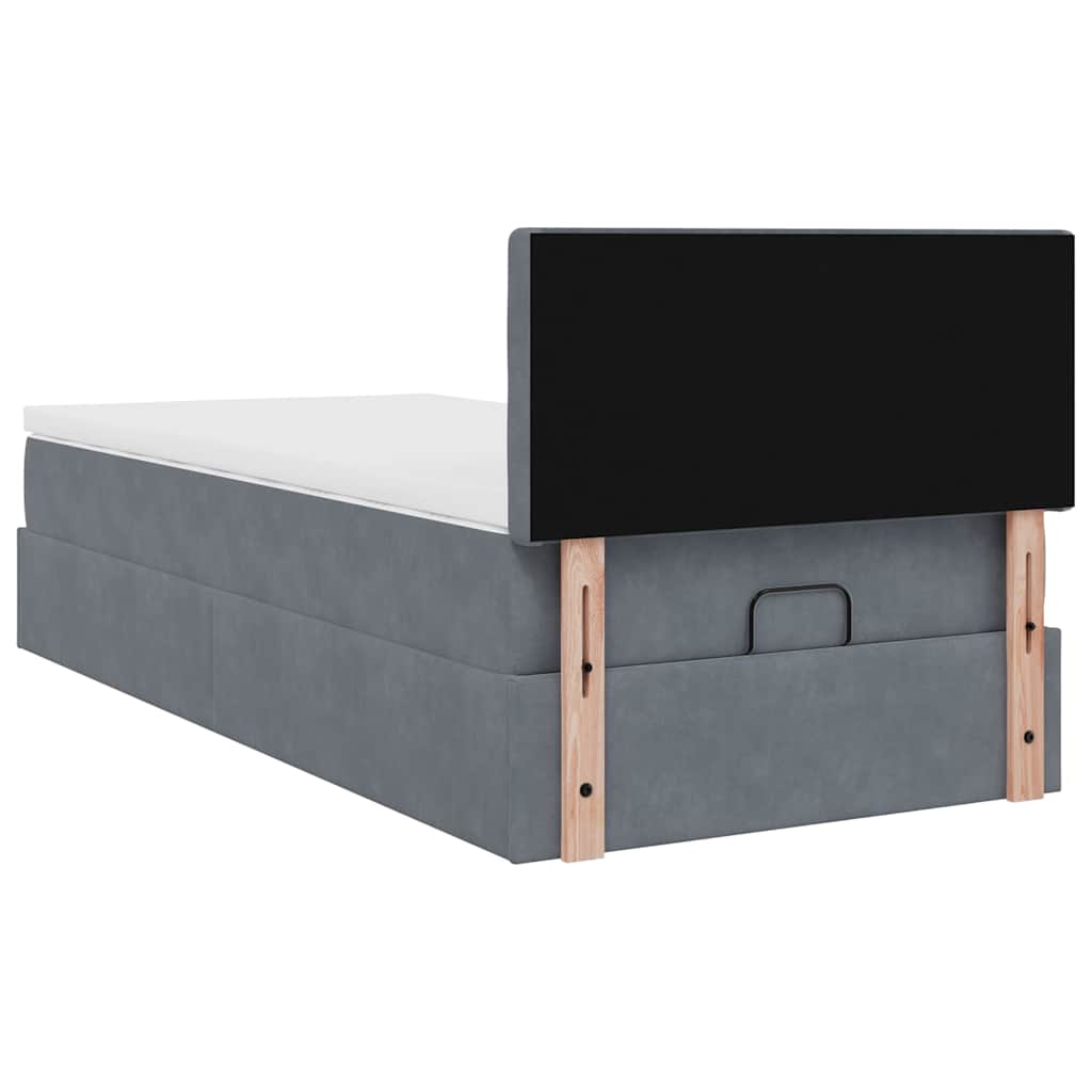 vidaXL Ottoman-Bett mit Matratze & LEDs Dunkelgrau 100x200 cm Samt