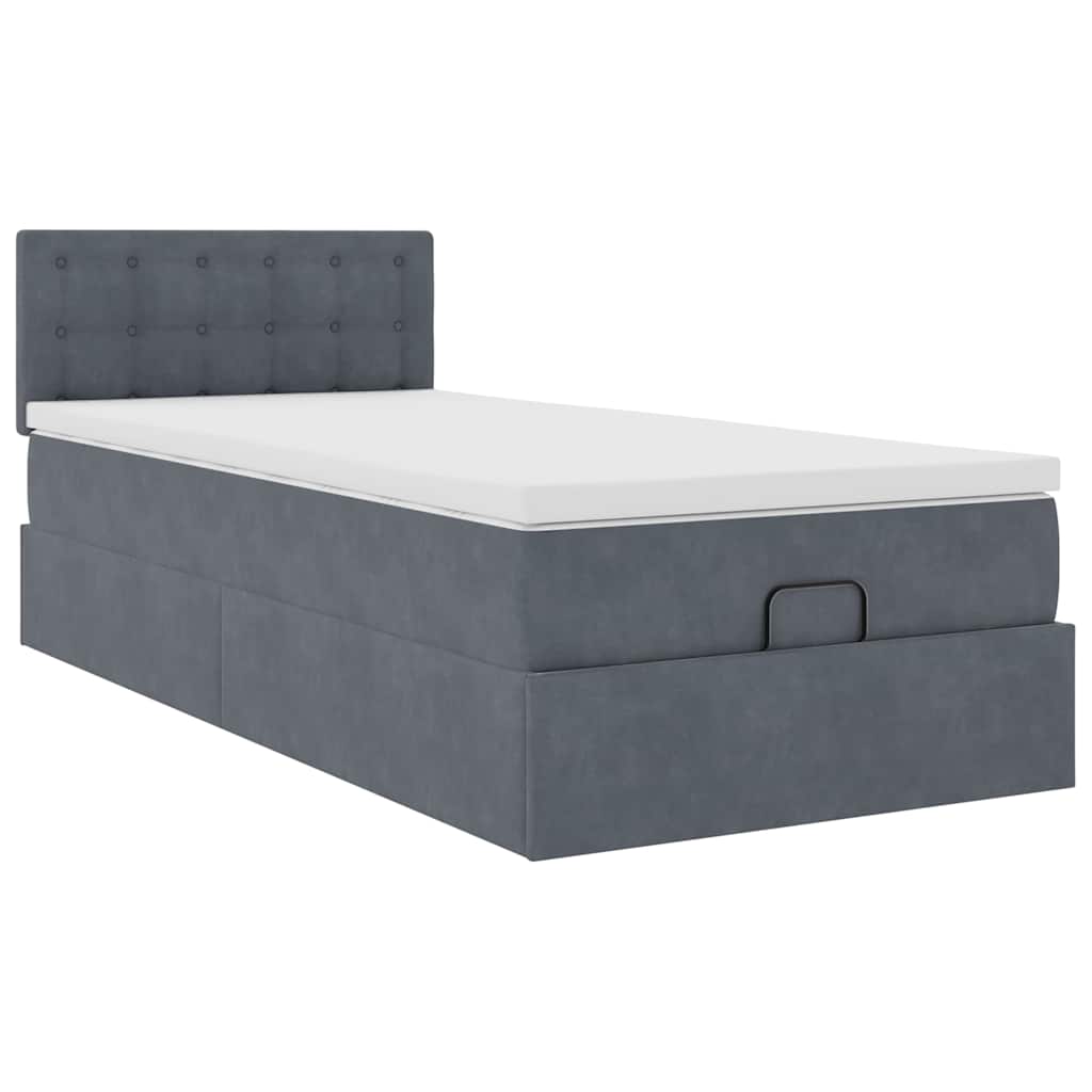 vidaXL Ottoman-Bett mit Matratze & LEDs Dunkelgrau 100x200 cm Samt