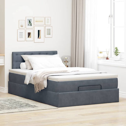 vidaXL Lit ottoman avec matelas et LED gris foncé 120x190 cm velours