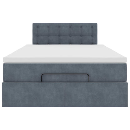 vidaXL Lit ottoman avec matelas et LED gris foncé 120x190 cm velours