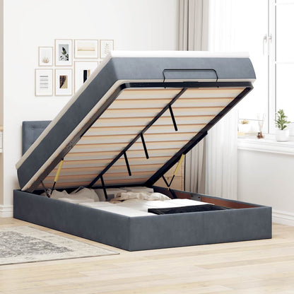 vidaXL Lit ottoman avec matelas et LED gris foncé 120x190 cm velours