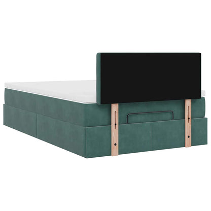 vidaXL Ottomane Bett mit Matratze & LEDs Dunkelgrün 120x190 cm Samt