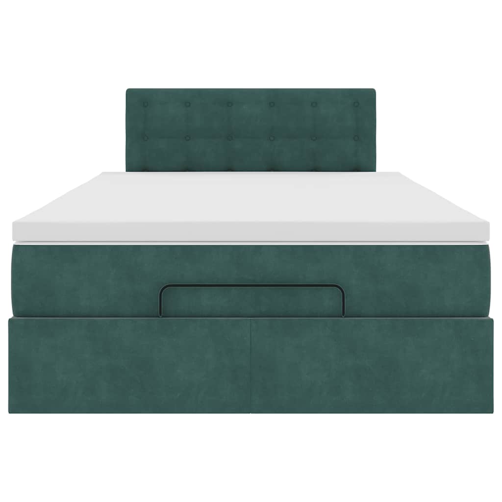 vidaXL Ottomane Bett mit Matratze & LEDs Dunkelgrün 120x190 cm Samt