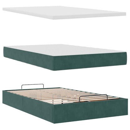 vidaXL Ottomane Bett mit Matratze & LEDs Dunkelgrün 120x190 cm Samt