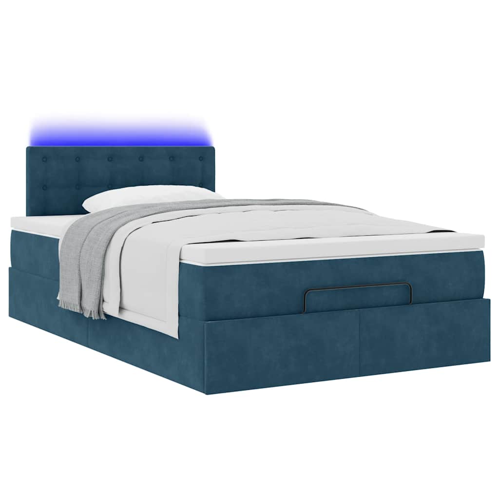 vidaXL Ottomane Bett mit Matratze & LEDs Dunkelblau 120x190 cm Samt