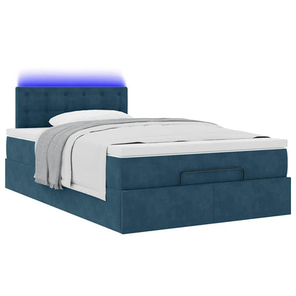 vidaXL Ottomane Bett mit Matratze & LEDs Dunkelblau 120x190 cm Samt