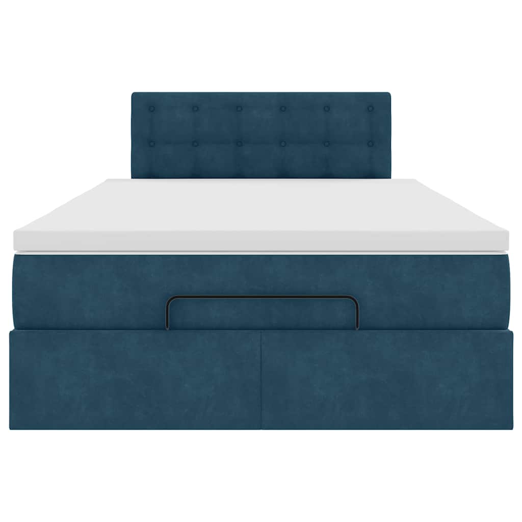 vidaXL Ottomane Bett mit Matratze & LEDs Dunkelblau 120x190 cm Samt