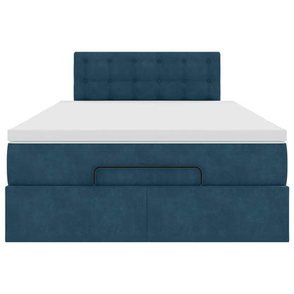 vidaXL Ottomane Bett mit Matratze & LEDs Dunkelblau 120x190 cm Samt