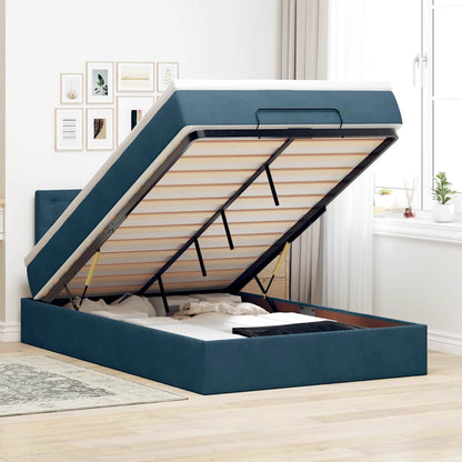 vidaXL Ottomane Bett mit Matratze & LEDs Dunkelblau 120x190 cm Samt