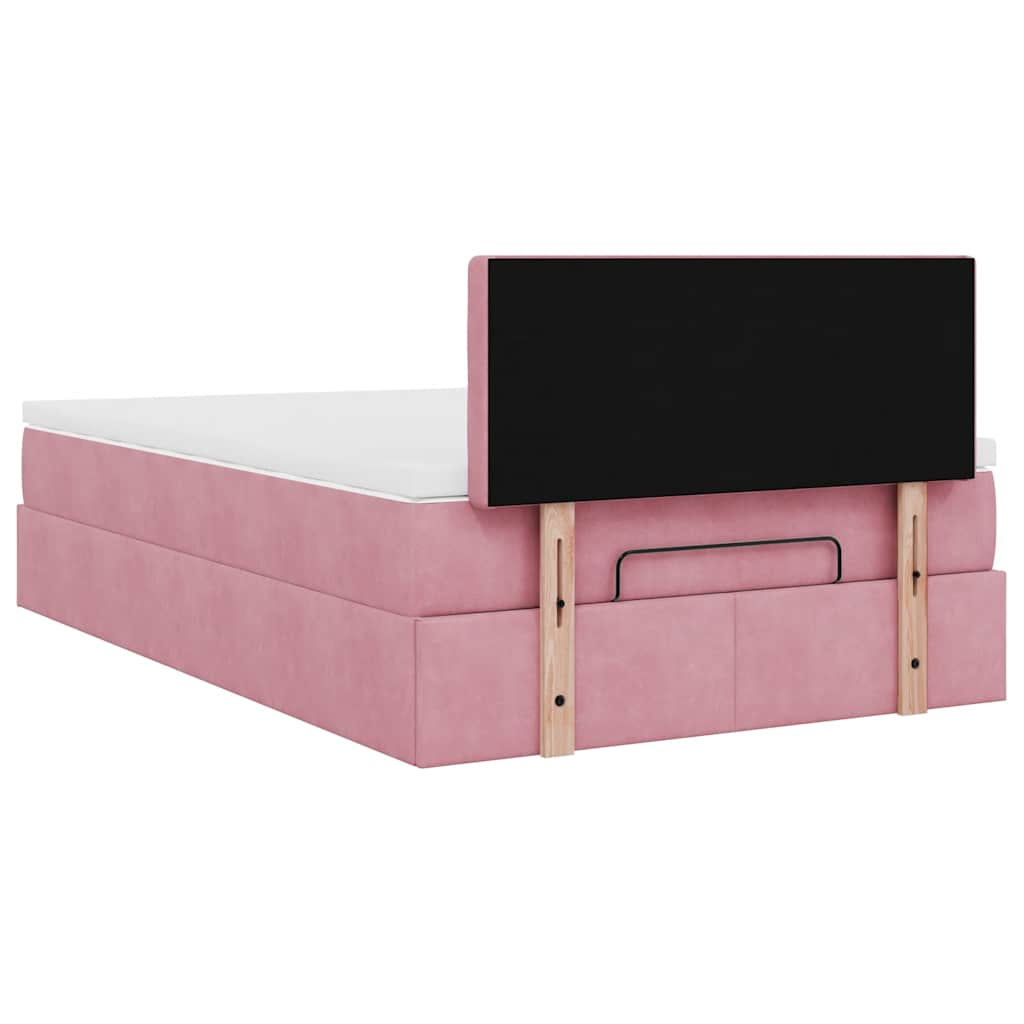 vidaXL Ottomane Bett mit Matratze & LEDs Rosa 120x190 cm Samt