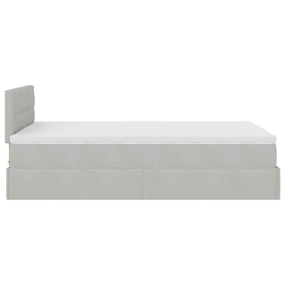 vidaXL Ottoman-Bett mit Matratze & LEDs Hellgrau 120x200 cm Samt