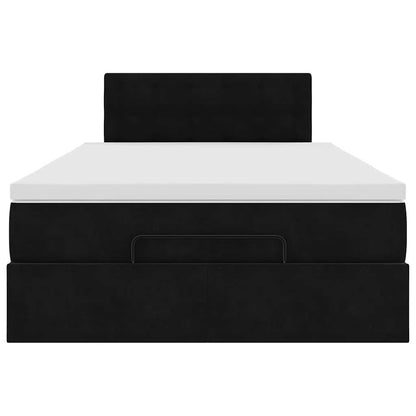 vidaXL Ottoman-Bett mit Matratze & LEDs Schwarz 120x200 cm Samt