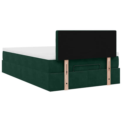 vidaXL Ottoman-Bett mit Matratze & LEDs Dunkelgrün 120x200 cm Samt