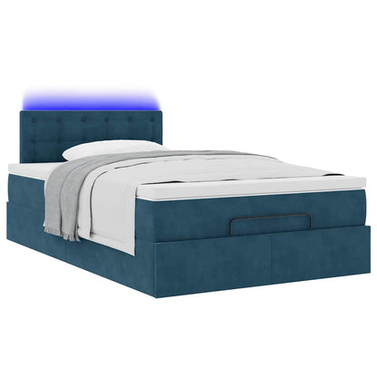 vidaXL Ottoman-Bett mit Matratze & LEDs Dunkelblau 120x200 cm Samt