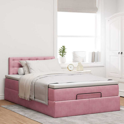 vidaXL Ottoman-Bett mit Matratze & LEDs Rosa 120x200 cm Samt
