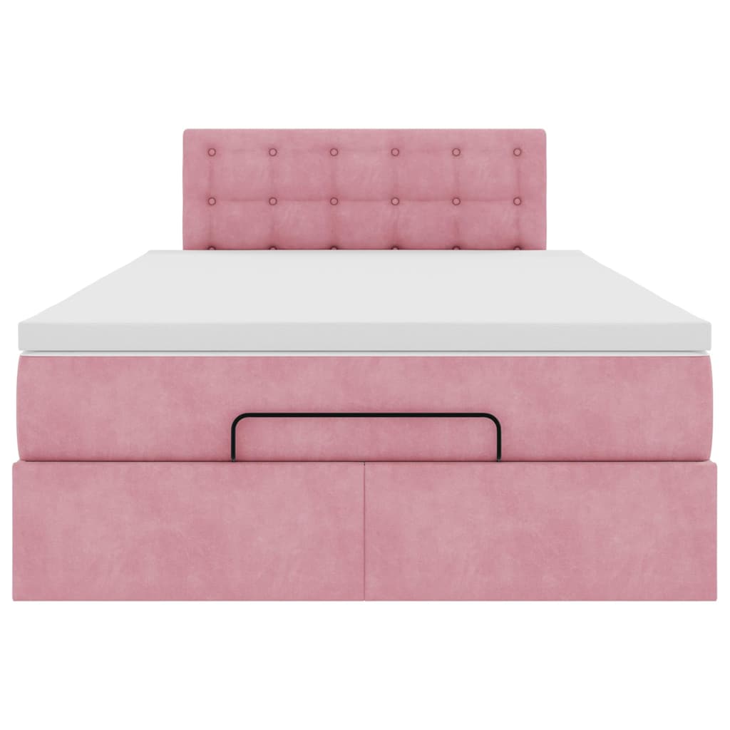 vidaXL Ottoman-Bett mit Matratze & LEDs Rosa 120x200 cm Samt