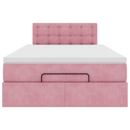 vidaXL Ottoman-Bett mit Matratze & LEDs Rosa 120x200 cm Samt