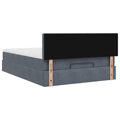 vidaXL Lit ottoman avec matelas et LED gris foncé 140x190 cm velours