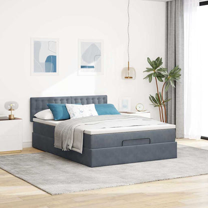 vidaXL Lit ottoman avec matelas et LED gris foncé 140x190 cm velours