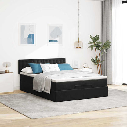 vidaXL Ottoman-Bett mit Matratze & LEDs Schwarz 140x190 cm Samt