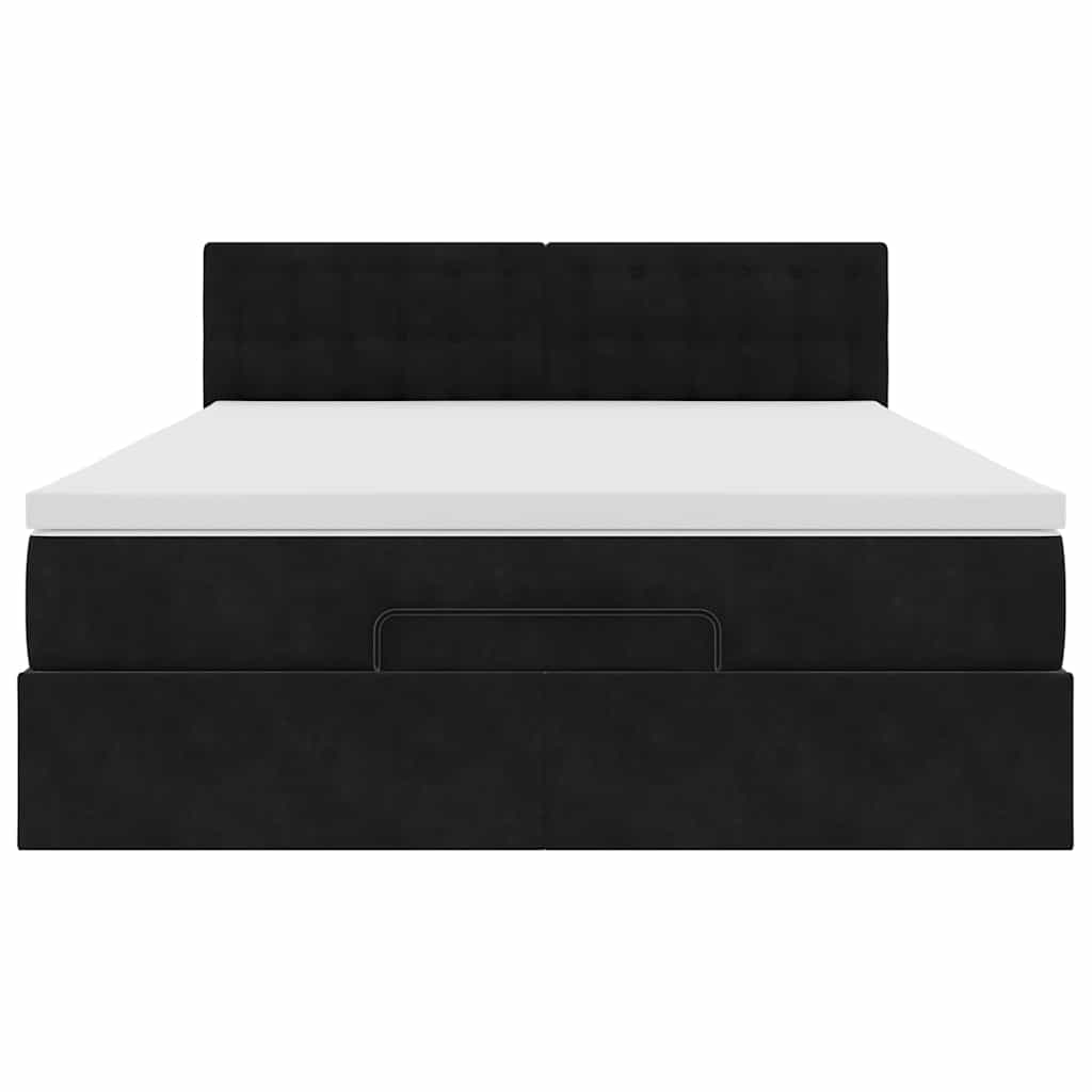 vidaXL Ottoman-Bett mit Matratze & LEDs Schwarz 140x190 cm Samt