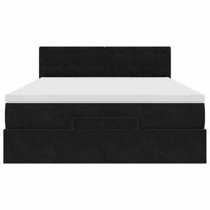 vidaXL Ottoman-Bett mit Matratze & LEDs Schwarz 140x190 cm Samt