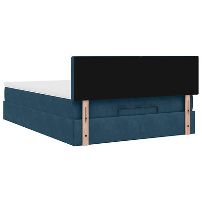 vidaXL Ottoman-Bett mit Matratze & LEDs Dunkelblau 140x190 cm Samt