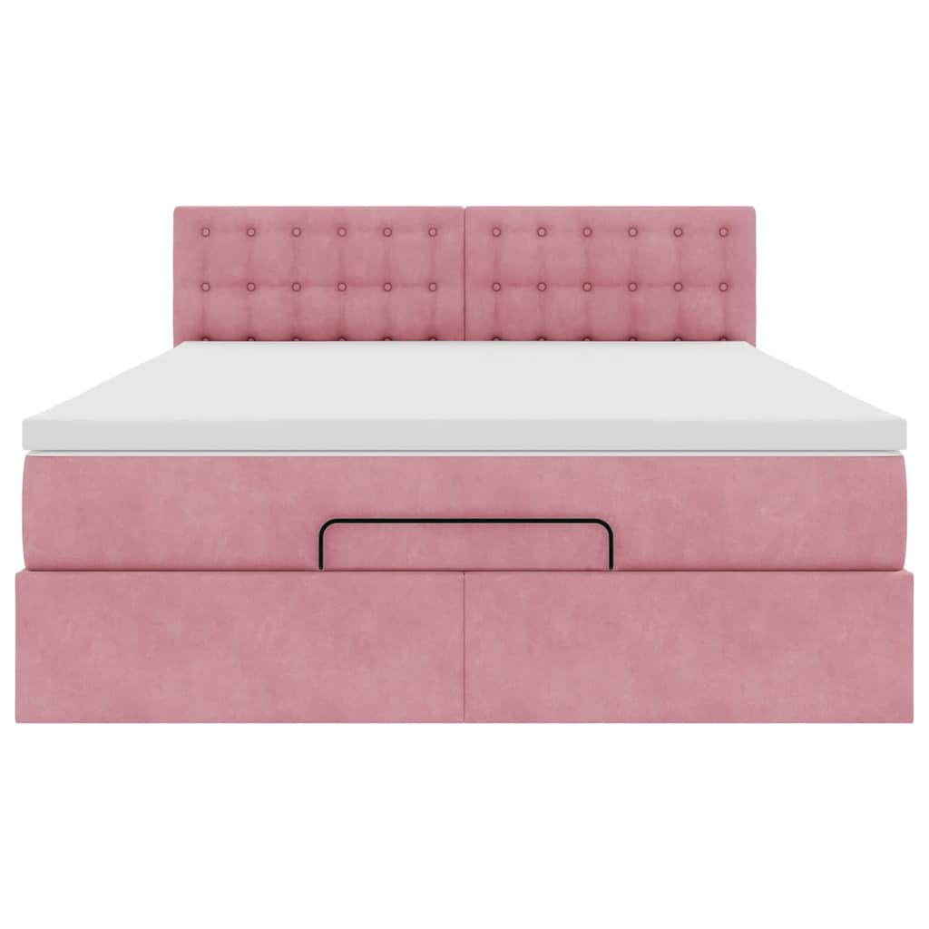 vidaXL Ottoman-Bett mit Matratze & LEDs Rosa 140x190 cm Samt