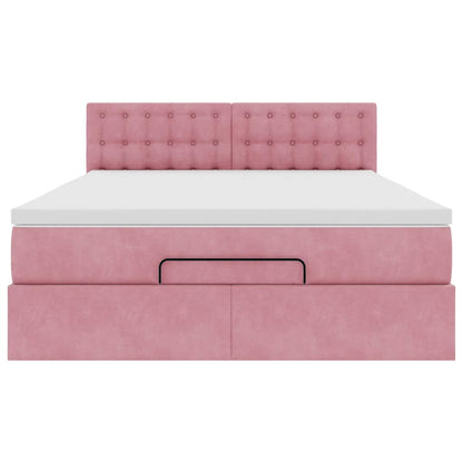 vidaXL Ottoman-Bett mit Matratze & LEDs Rosa 140x190 cm Samt