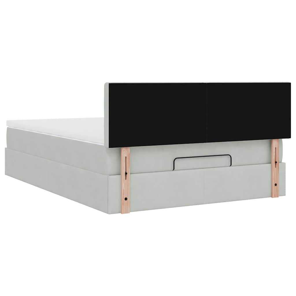 vidaXL Ottoman-Bett mit Matratze & LEDs Hellgrau 140x200 cm Samt