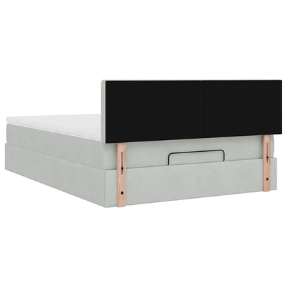 vidaXL Ottoman-Bett mit Matratze & LEDs Hellgrau 140x200 cm Samt