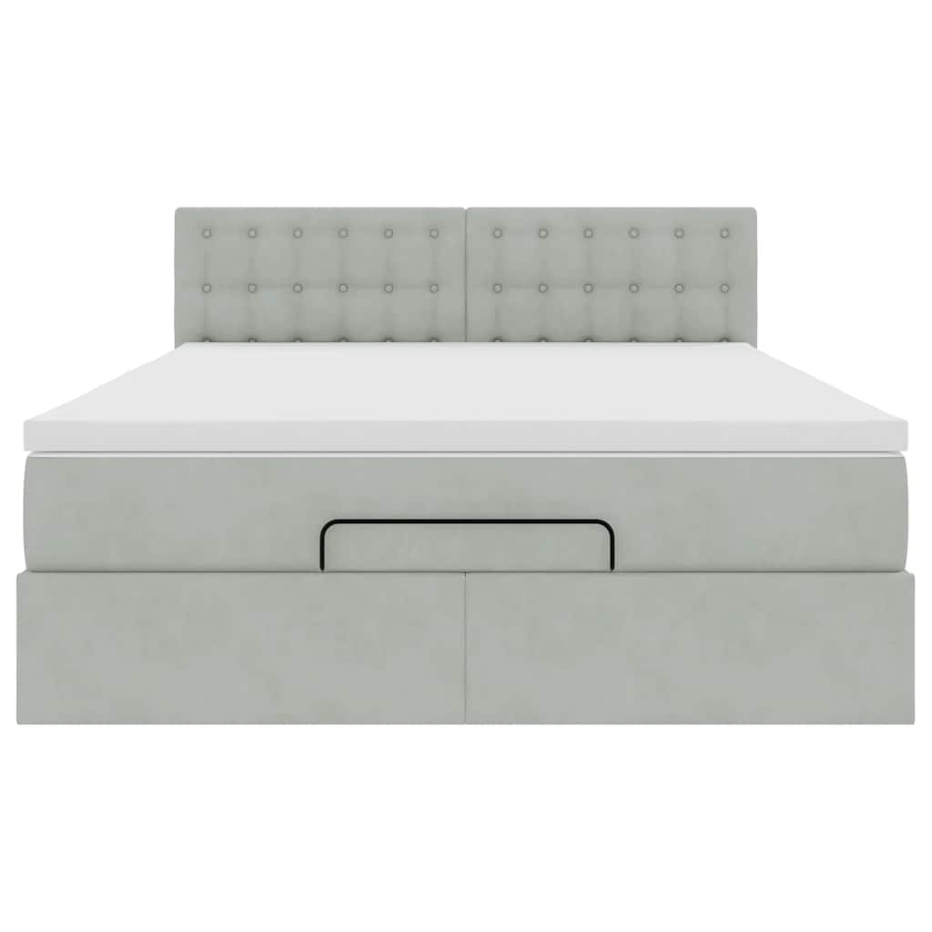 vidaXL Ottoman-Bett mit Matratze & LEDs Hellgrau 140x200 cm Samt