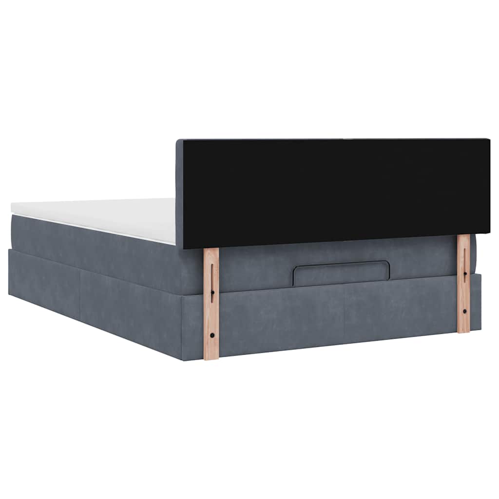 vidaXL Ottoman-Bett mit Matratze & LEDs Dunkelgrau 140x200 cm Samt