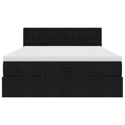 Ottoman-Bett mit Matratze & LEDs Schwarz 140x200 cm Samt