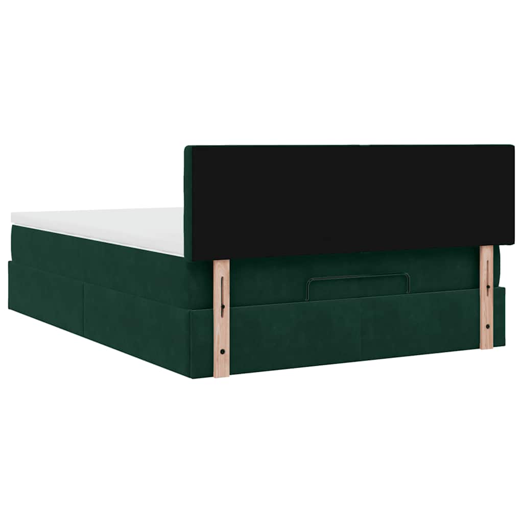 vidaXL Ottoman-Bett mit Matratze & LEDs Dunkelgrün 140x200 cm Samt