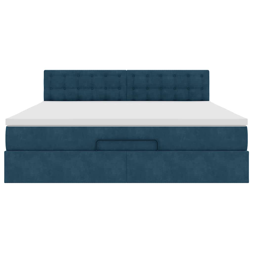 Ottoman-Bett mit Matratze & LEDs Dunkelblau 160x200 cm Samt